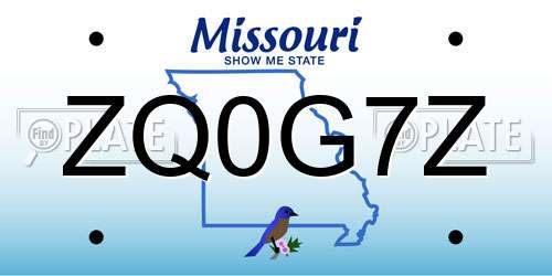ZQ0G7Z Missouri License Plate