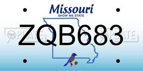 ZQB683 Missouri License Plate