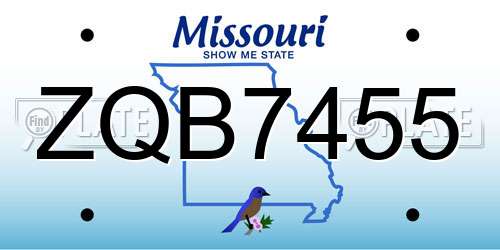 ZQB7455 Missouri License Plate