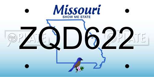 ZQD622 Missouri License Plate