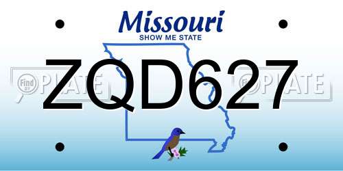 ZQD627 Missouri License Plate