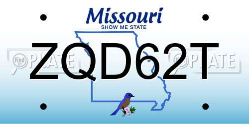 ZQD62T Missouri License Plate
