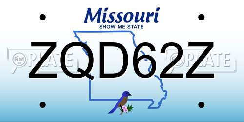 ZQD62Z Missouri License Plate