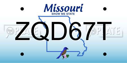 ZQD67T Missouri License Plate
