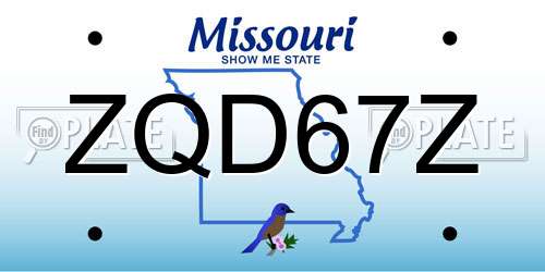 ZQD67Z Missouri License Plate