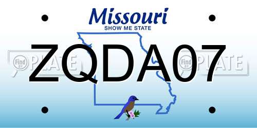 ZQDA07 Missouri License Plate
