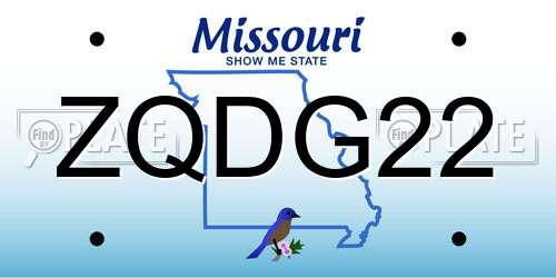 ZQDG22 Missouri License Plate