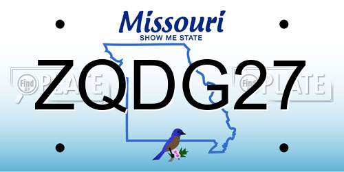 ZQDG27 Missouri License Plate