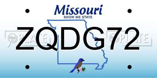 ZQDG72 Missouri License Plate