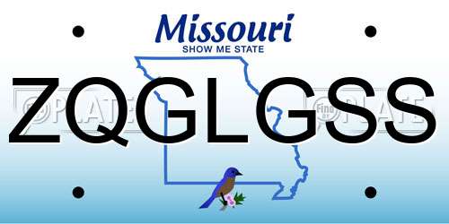 ZQGLGSS Missouri License Plate