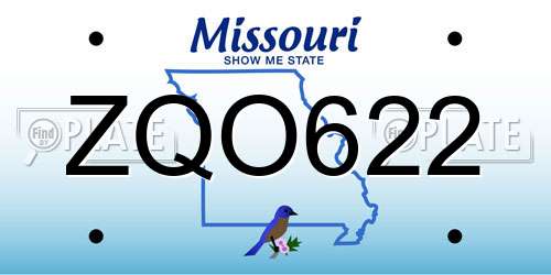 ZQO622 Missouri License Plate