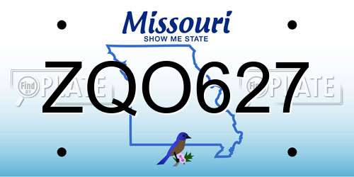 ZQO627 Missouri License Plate