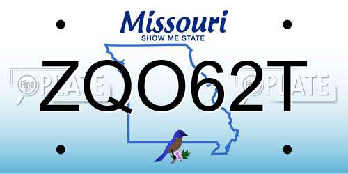 ZQO62T Missouri License Plate