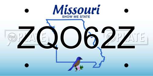 ZQO62Z Missouri License Plate