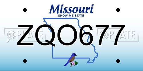 ZQO677 Missouri License Plate