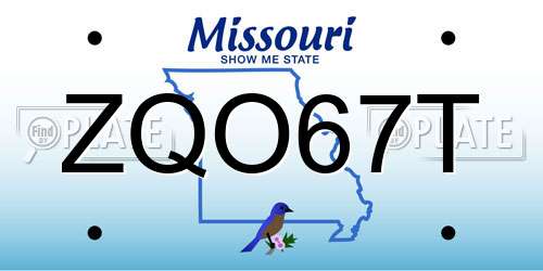 ZQO67T Missouri License Plate