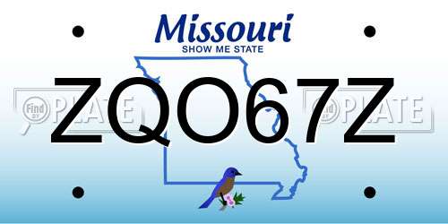 ZQO67Z Missouri License Plate