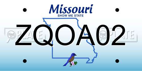 ZQOA02 Missouri License Plate
