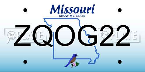 ZQOG22 Missouri License Plate