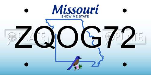 ZQOG72 Missouri License Plate