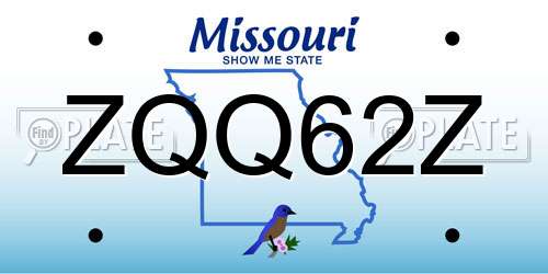 ZQQ62Z Missouri License Plate