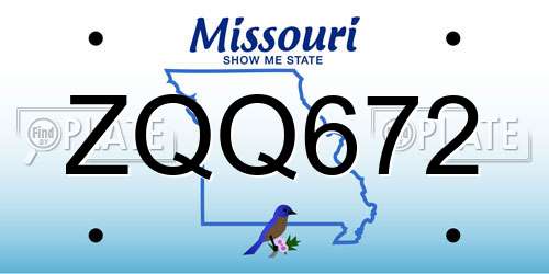 ZQQ672 Missouri License Plate