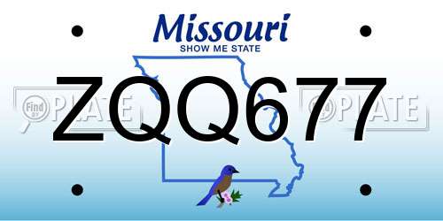 ZQQ677 Missouri License Plate