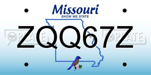 ZQQ67Z Missouri License Plate