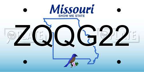 ZQQG22 Missouri License Plate