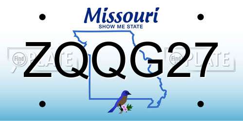 ZQQG27 Missouri License Plate