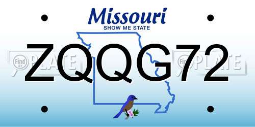 ZQQG72 Missouri License Plate