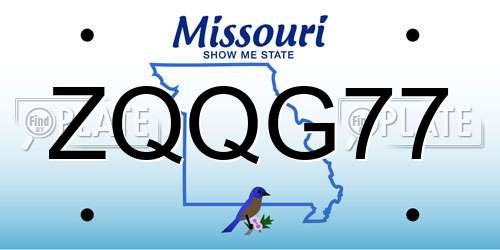 ZQQG77 Missouri License Plate