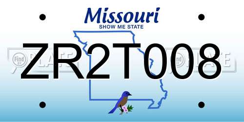 ZR2T008 Missouri License Plate