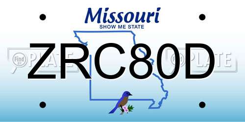 ZRC80D Missouri License Plate