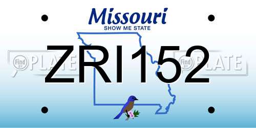 ZRI152 Missouri License Plate