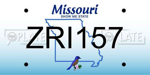 ZRI157 Missouri License Plate