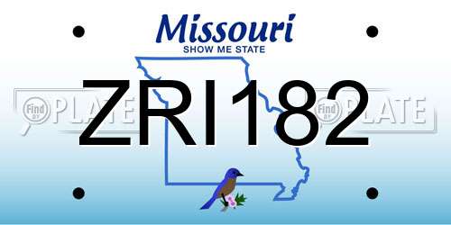 ZRI182 Missouri License Plate