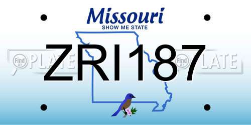 ZRI187 Missouri License Plate