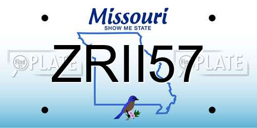 ZRII57 Missouri License Plate