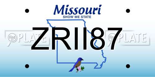 ZRII87 Missouri License Plate