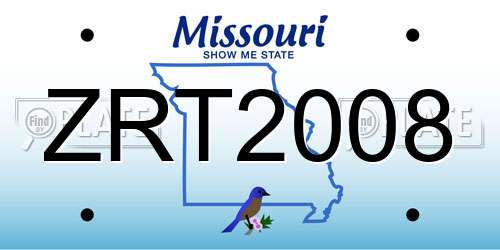 ZRT2008 Missouri License Plate