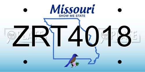 ZRT4018 Missouri License Plate