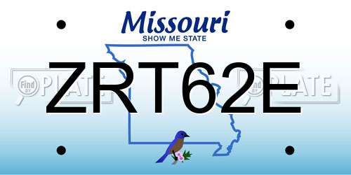 ZRT62E Missouri License Plate