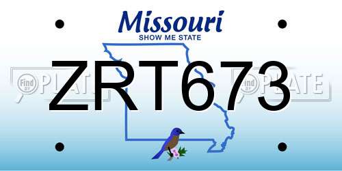 ZRT673 Missouri License Plate