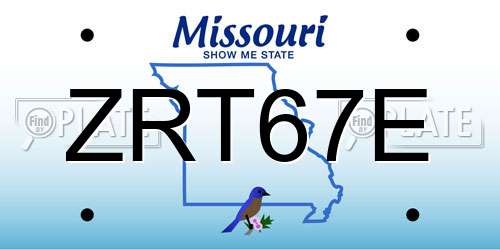 ZRT67E Missouri License Plate