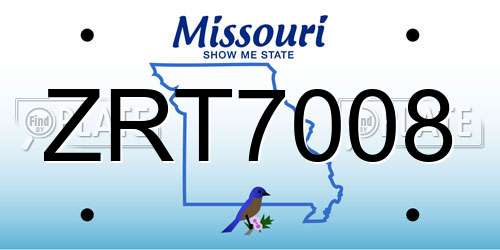 ZRT7008 Missouri License Plate