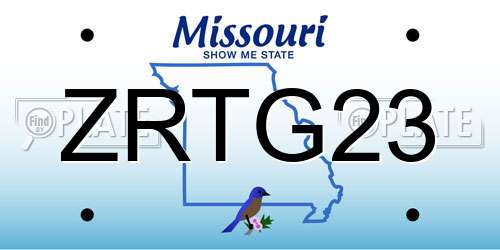 ZRTG23 Missouri License Plate