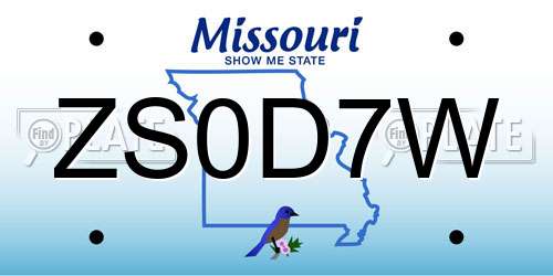 ZS0D7W Missouri License Plate