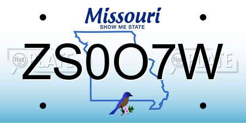ZS0O7W Missouri License Plate