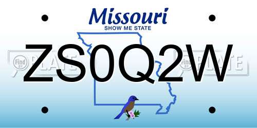 ZS0Q2W Missouri License Plate